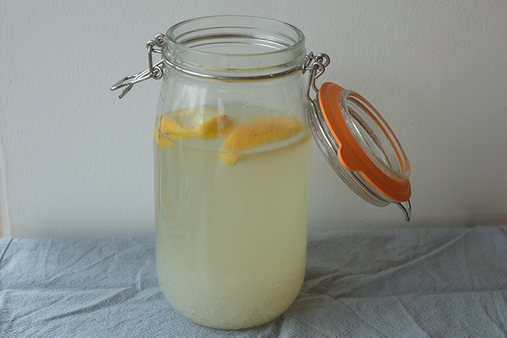 Water kefir being made in a kilner jar.