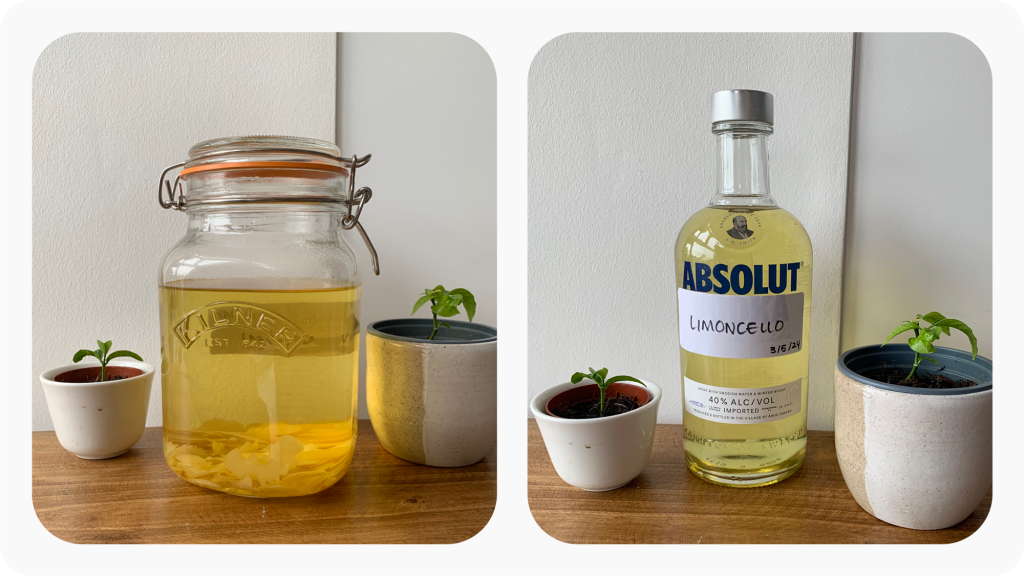 Limoncello pre and post bottling.